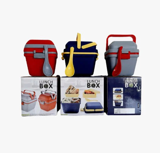 Easy Way Airtight Lunch Box Set of 3 Compartments with Handle & Push Lock