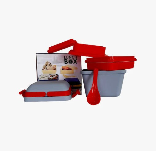 Easy Way Airtight Lunch Box Set of 3 Compartments with Handle & Push Lock
