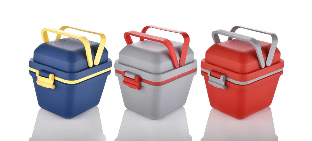 Easy Way Airtight Lunch Box Set of 3 Compartments with Handle & Push Lock