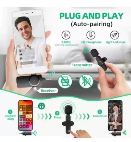Wireless Microphone for YouTube & Vlogging – Type-C & iPhone Compatible
